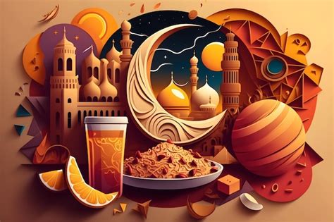 Premium AI Image | A graphic of a food and a moon with a picture of a ...