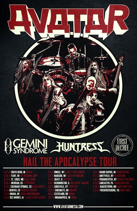 AVATAR Announce Fall Tour With HUNTRESS, THE GEMINI SYNDROME - Metal Injection | Avatar, Gemini ...