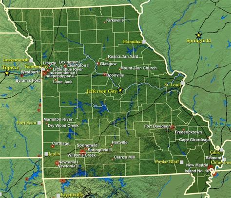 Missouri Civil War History Battles Missouri Battlefield Map