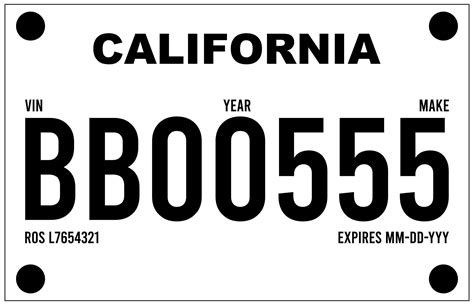 Printable Temporary License Plate California - Printable Blank World