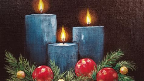 Christmas Candles LIVE Acrylic Painting Tutorial - YouTube