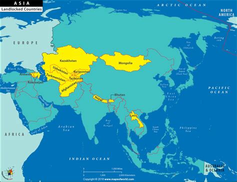 Landlocked Asian Country, Map of Landlocked Countries of Asia