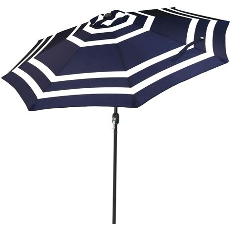 Gray And White Striped Patio Umbrella - patioset.one