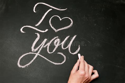 I Love You. Handwritten Message on a Chalkboard with Hand Stock Image ...