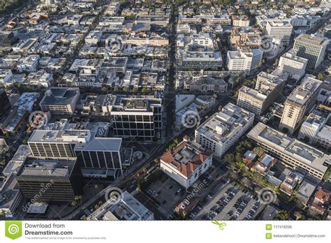 Beverly Hills California Business District Aerial Stock Photo - Image ...