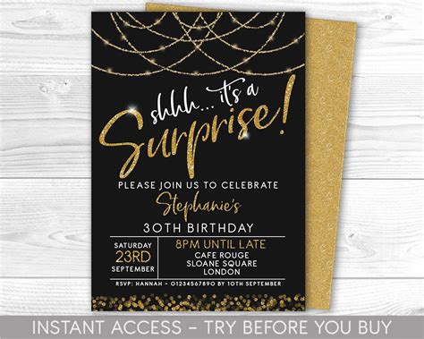 Surprise Birthday Invitation Editable Surprise Party Invite - Etsy UK