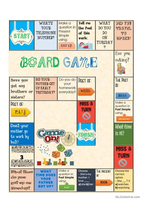 BOARD GAME - Present and Past Simple…: English ESL worksheets pdf & doc