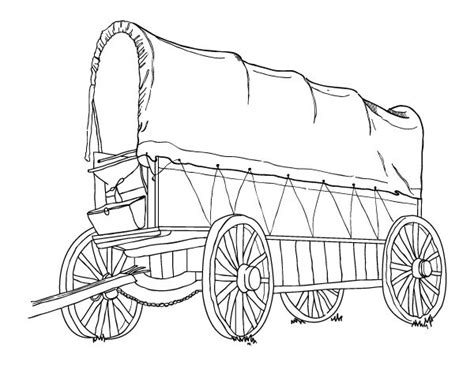 Printable covered wagon coloring page. Download it at https ...