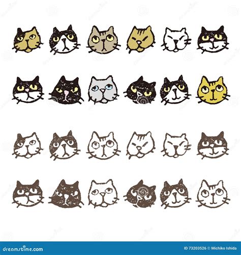 Various Cat S Face Expression Stock Illustration - Illustration of ...