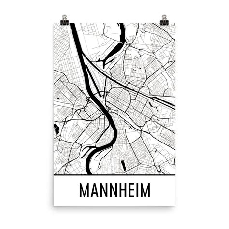 Mannheim Street Map Poster - Wall Print by Modern Map Art