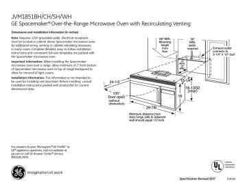 GE JVM1851SH Spacemaker® XL1800 Microwave Oven Installation instructions | Manualzz