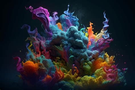 Premium AI Image | A colorful explosion of smoke and smoke.