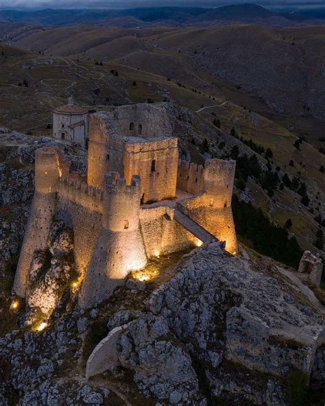 Castle, Rocca Calascio, Abruzzo Italy. The Castle of Rocca Calascio is a mountaintop fortress or ...