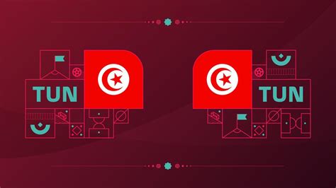 tunisia flag for 2022 football cup tournament. isolated National team ...