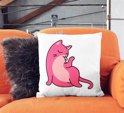 Throw Pillow Witty Kitty Cat Pillow Cleaning 16" Stuffed Decorative ...