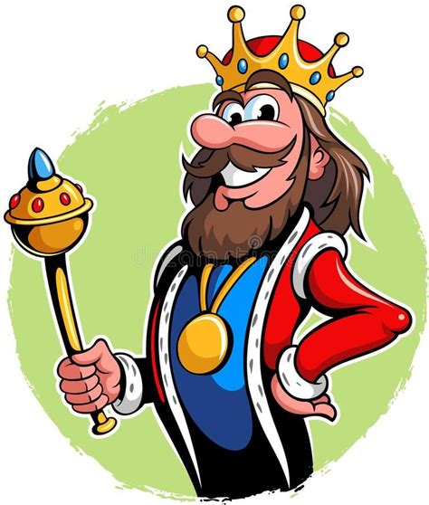 Illustration of a king with the crown and golden scepter, vector king cartoon character. vector ...