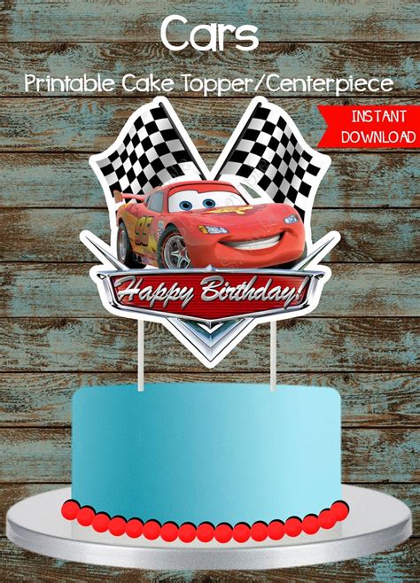 Cars Cake Topper Disney Cars Printable Cake topper Lighting | Etsy