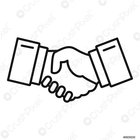 Handshake icon, outline style - stock vector 3829232 | Crushpixel