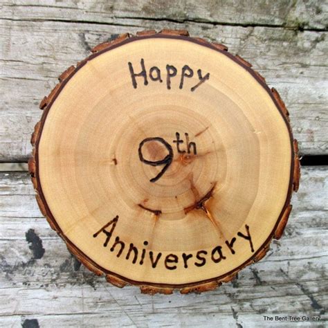 9th Anniversary Gift Willow Medallion with Wood Burned