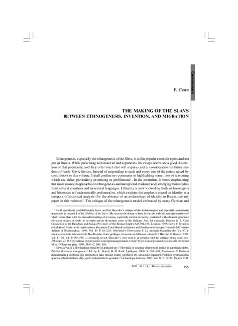 (PDF) The Making of the Slavs between ethnogenesis, invention, and migration | Florin Curta ...