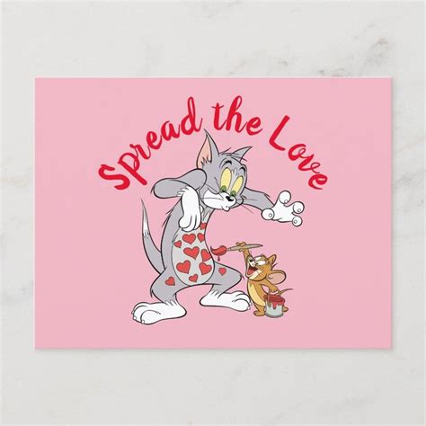 Tom & Jerry Painting Valentine Hearts Holiday Postcard | Zazzle