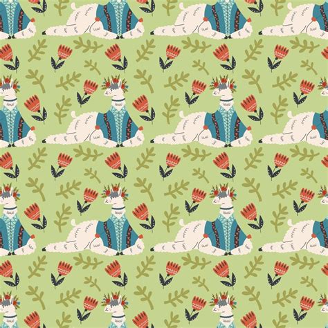 Floral fluffy lying llama pattern 8032592 Vector Art at Vecteezy