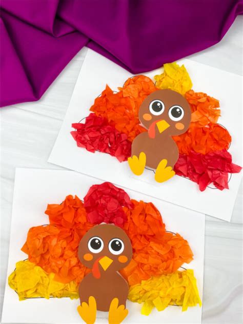 Tissue Paper Turkey Craft For Kids [Free Template]