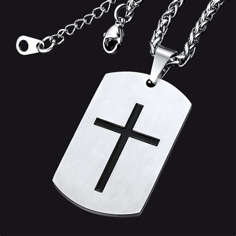 Christian Joshua 1:9 Dog Tag Cross Necklace For Men – FaithHeart Jewelry