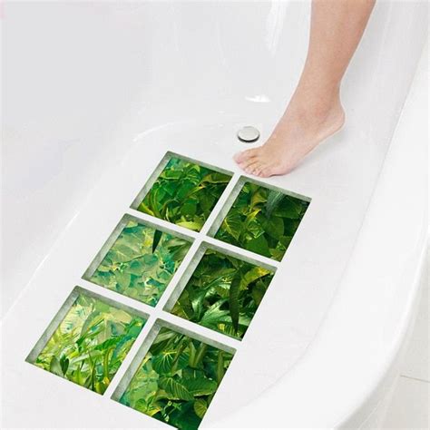 Funlife 3D Bathtub Stickers Bath Mats,Rainforest Non-slip Waterproof ...