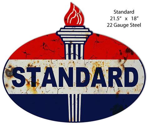 the logo for standard oil is shown in red, white and blue with a torch ...