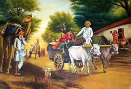 Painting of Indian Rural Village POSTER LARGE Print on 36x24 INCHES ...