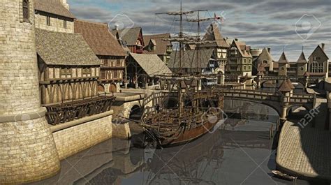 medieval dock - Google zoeken | Medieval, Stock illustration, Ship vector