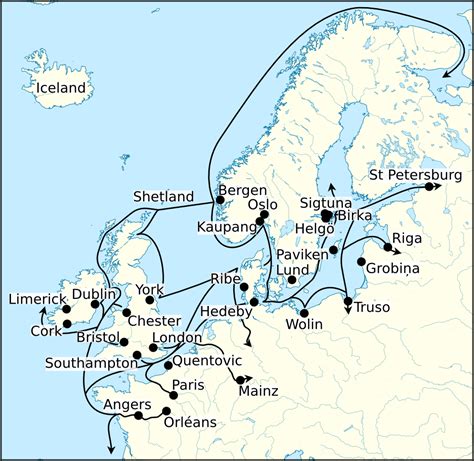 Viking Age Trade Routes in North-West Europe (Illustration) - World ...