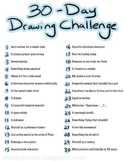 Victor Preato IV: 30 - Day Drawing Challenge List