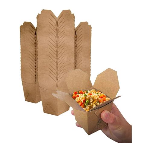 Takeout Food Containers 8 Oz Microwaveable Kraft Brown Paper Mini ...