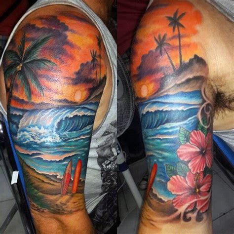 113 Awesome Beach Tattoos for Men [2024 Inspiration Guide] | Tattoos for women half sleeve ...