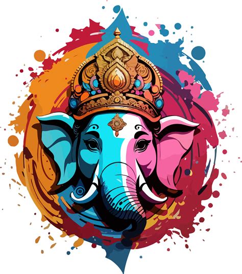 Ganesha Logo Splash Clip Art with AI Generative 29377029 PNG