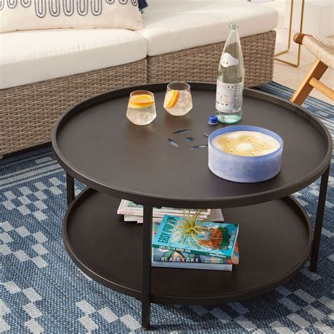 Amatani Round Matte Black Metal Outdoor Coffee Table - World Market