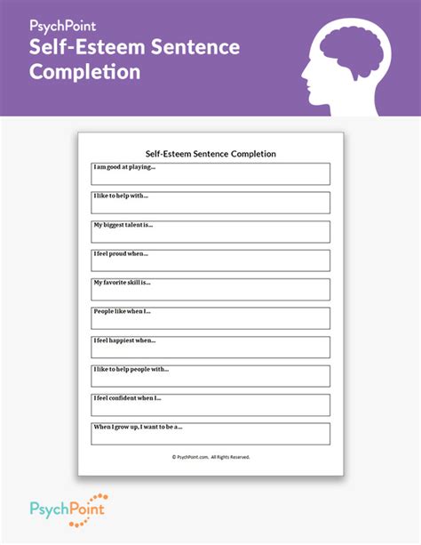 Self-Esteem Sentence Completion Worksheet | PsychPoint