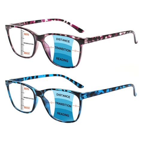 2 Pack Progressive Multifocal Blue Light Blocking Reading Glasses Men ...