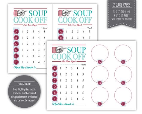 Soup Cook off Kit Instant Download Printable - Etsy