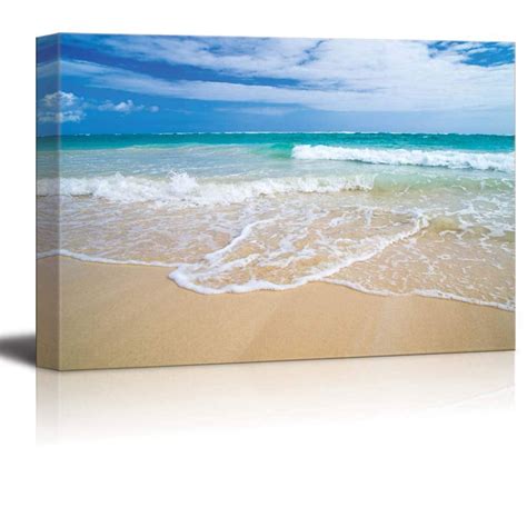 wall26 Canvas Prints Wall Art - Romantic Scene of Sea Waves on the Tropical Hawaii Beach ...