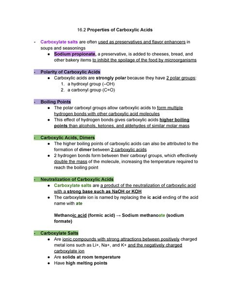 CHEmistry 104 Properties - 16 Properties of Carboxylic Acids ...