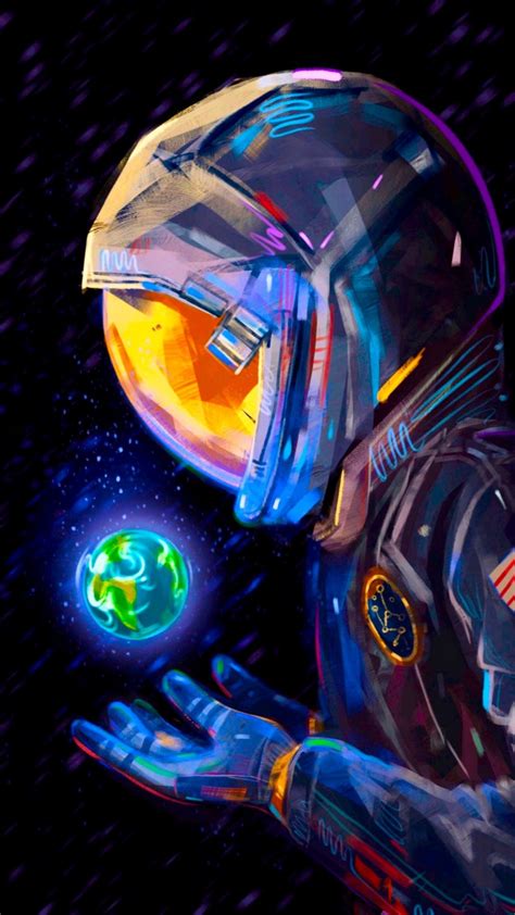 Wallpaper Colorful Art, Astronaut, Spacesuit, Planet