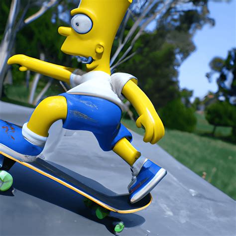 Bart Simpson Skateboarding in a Park Photograph · Creative Fabrica