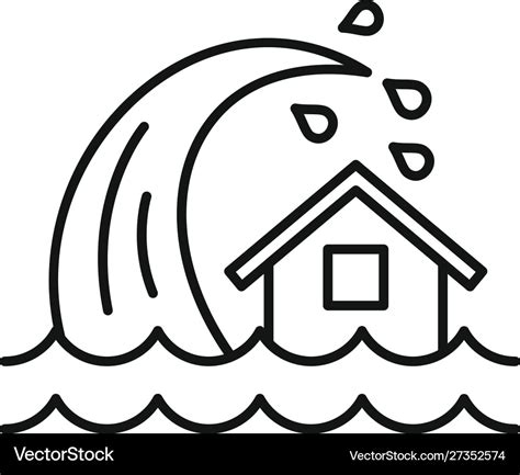 Tsunami wave icon outline style Royalty Free Vector Image