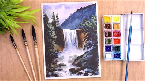 Waterfall Watercolor Painting Easy at Raymond Mason blog