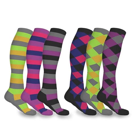 3-Pairs: Patterned Compression Socks - Assorted Styles and Sizes