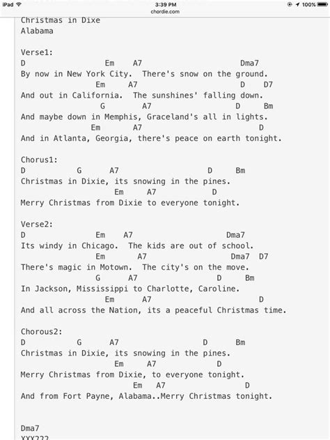 Alabama's Christmas in Dixie | Christmas songs lyrics, Ukulele chords songs, Ukulele music