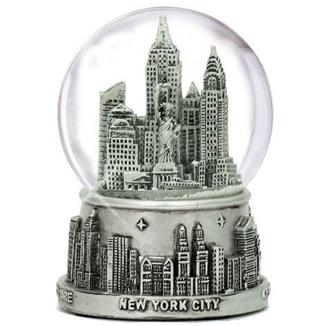 Silver New York City Skyline Snow Globe